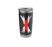 British Flag Letter X Distressed Initial Graphic Stainless Steel Insulated Tumbler