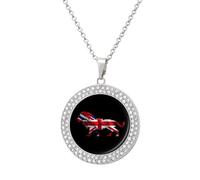 British Flag Lion Multicolored Diamond Necklaces Jewelry Brilliant Circle Pendant Necklace Gift for Women