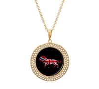 British Flag Lion Multicolored Diamond Necklaces Jewelry Brilliant Circle Pendant Necklace Gift for Women