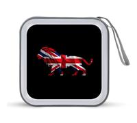British Flag Lion Portable Zipper CD Case 40 Capacity DVD Collection Holder for Car Office Home Travel