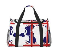 British Flag Map print Travel Duffle Bag Gym Bag for Women,Puffer Tote Bag,Weekender Overnight Bag Organizer, Black, One Size
