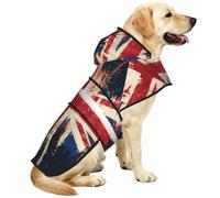 British Flag Mural Waterproof Dog Raincoat And Rain Jacket For Small Medium Large Dogs With Reflective Stripes And Adjustable Belly Strap