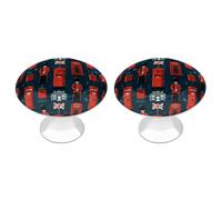 British Flag Parade Telephone Box Cabinet Knob Drawer Pulls 2 Pack