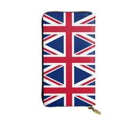 British Flag Pattern Leather Clutch (7.5x4.1 inches) - Coin Card Key Wallet
