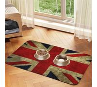 British Flag Patterned Pet Feeding Mat with Water-Absorbing PU Top & Rubber Base - Anti-Slip Dog Cat Food Mat for Cats, Dogs & Pets, 40x60cm