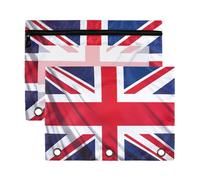 British Flag Pencil Pouch for 3 Ring Binder Clear Window Pencil Case for Binder Pencil Bags with Zipper -2 Pack