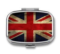 British Flag Pill Box 2 Compartment Decorative Metal Pill Case for Pocket Or Purse Travel Portable Medicine Box Pill Container Organizer for Vitamins Fish Oils Supplements