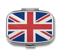 British Flag Pill Case 2 Compartments Small Travel Pill Organizer Portable Medicine Container Mini Daily Medicine Holder for Pill Containers