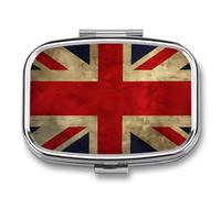 British Flag Pill Organizer Small Pill Box with Two Compartments Pill Case Metal Medicine Organizer Portable Medicine Box Holder Medication Holder Travel Pill Container