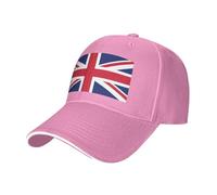 British Flag Print Breathable Adjustable Sandwich Brim Hat - Unisex Cowboy Baseball Cap-Daily Use Black, Pink, M/One size