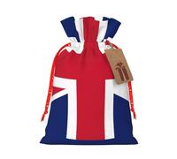 British Flag Print Christmas Drawstring Gift Bags Festive Present Sacks Xmas Birthday Party Favors