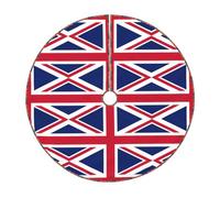 British Flag Print Christmas Tree Skirts,Colorful Quilted Xmas Tree Skirt,Perfect For Small To Large Trees