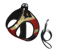 British Flag print Dog Harness and Leash Set, Reflective Adjustable Puppy Vest for Small Medium Large Dogs, Cats