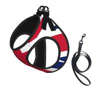 British flag print Dog Harness and Leash Set, Reflective Adjustable Puppy Vest for Small Medium Large Dogs, Cats
