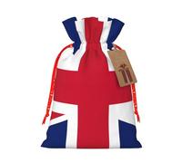 British flag Print Drawstring linen gifts bag for Christmas Party,holiday packaging presents bags.