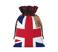 British Flag Print Festive Christmas Drawstring Gift Bags For Xmas Decorative Present Wrapping Needs