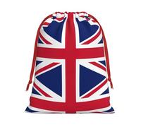 British Flag Print Holiday Drawstring Gift Bags, Jewelry Pouch, Reusable Christmas Party Favor Pouchs, M