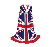British flag Print Hooded Cape Long Cape For Kides with Halloween Christmas Carnival Cosplay Costume