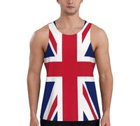 British Flag Print Men's Quick Drying Fitness Vest - Workout Tank Top, Sleeveless, for Sports, Running Black