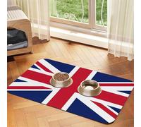 British Flag Print Pet Food Mat Absorbent Non Slip PU Leather Feeding Mat for Dogs Cats Rubber Bottom