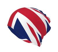 British Flag Print Ponytail Beanie for Women,Winter Beanie Hat Face Mask Covering Neck Gaiter for Cold Weather Black