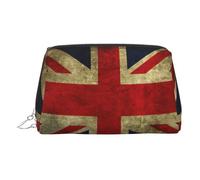 British Flag Print Premium Leather Toiletry Travel Pouch with Waterproof Portable Pouch Open Flat Makeup Bag