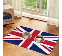 British flag print PU Leather Feeding Mat for Dogs Cats Pet Food Mat Absorbent Non-Slip Rubber Bottom
