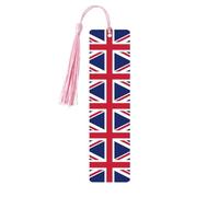 British Flag Print Reading Page Markers, 5pcs Wooden Bookmarks with Tassels,Teachers Reading Book Lovers Gifts