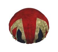 British Flag Print Shower Cap For Women Lightweight Reusable Softdouble Waterproof Layers Leakproof.