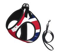 British Flag Print Small Dog Harness And Leash Set, Adjustable Soft Vest With 360° Reflective Straps For Cats Puppy