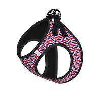British Flag Print Step in Dog Harness and Leash Set,Adjustable Reflective Harness for Small Dogs Cats