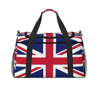 British flag print Travel Duffle Bag Gym Bag for Women,Puffer Tote Bag,Weekender Overnight Bag Organizer, Black, One Size