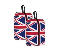 British Flag Print Waterproof Shoe Bag Travel Bag with Carry Strap Storage Bag Versatile Cosmetic Bag-2pcs
