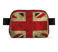 British Flag Print Waterproof Sling Bag with Large Opening Side Bag Durable Waist Pack for Running Cycling Travel