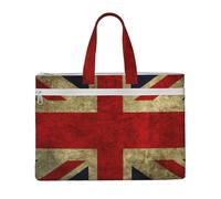 British Flag Printed Document Bag Teacher Canvas File Tote Bag Pouch for Work, Casual Handbag for Office School Travel Beach