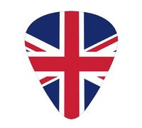 British flag printed guitar picks, 12-piece set with thin, medium, and thick styles, comes with a storage case