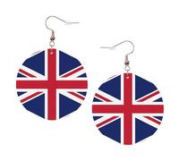 British Flag Printed Round Earrings For Women, 1 Pair Lightweight Leather Pierced Earrings Set Trendy Jewelry Gifts For Women Girls