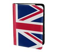 British Flag Printing Cowhide Passport Holder,Passport Cover,Travel Card Cover Case For Men Women,Documents Protector, Black, One Size