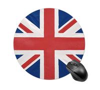 British Flag Round Mouse Pad, Non-Slip Rubber Base Waterproof Washable, Computer Mouse Mat for Office Gaming Studying, Premium-Textured Durable Portable Circle Mousepad for Desktop PC Notebook