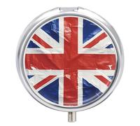 British Flag Round Pill Box Cute Small Fish Oil Cases Portable 3 Compartment Pill Boxes Round Pill Case with Mirror for Vitamins Medication Supplements Gift