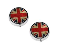 (British Flag) Round Pill Box with 3 Compartment Small Pill Organizer Portable Pill Case Vitamin Containers, Travel Essentials 4.6x4.6x1.8 cm