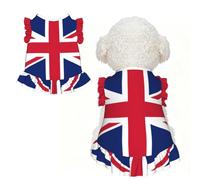 British flag Ruffle Dog Dress Frilly Sleeveless Breathable Summer Party for Small Dogs Cats M