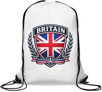 British Flag Shield Emblem Gym Sack Casual Drawstring Bag White