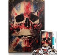 British Flag Skull Jigsaw Puzzles for Teenagers 1000 Pieces,Challenging Game Gifts for Is Ideal As A Gift for The Whole Family 75x50cm
