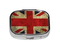(British Flag) Square Pill Box with 2 Compartment Small Pill Organizer Portable Pill Case Vitamin Containers, Travel Essentials 5.5x4x1.8 cm
