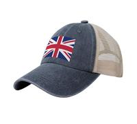 British Flag Stylish Cowboy Mesh Baseball Cap for Men - Classic and Versatile Trucker Hat,mesh Snapback Hats for Men, Navy Blue, One size