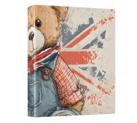British Flag Teddy Bear 3 Ring Binder 1.5 Inch Round Ring Binder View Binder Holds 200 Documents for Home School Office Use