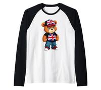 British Flag Teddy Bear Great Britain Hip Hop Raglan Baseball Tee