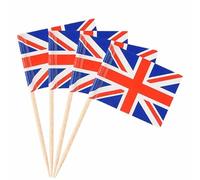 British Flag Toothpicks - Union Jack Cake Toppers | Uk Flags Cupcake Toppers | Union Jack Cupcake Flags | King Charles Iii Coronation Cake Topper 100pcs - British Cocktail Stick Flag for Birthday W
