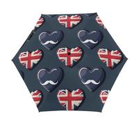 British Flag UK Flag Union Jack Travel Umbrella for Rain Windproof 5 Folding Portable Compact Umbrella